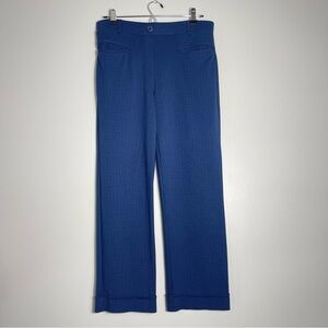 BETABRAND Women's Pants Blue Weave Print Stretch Cuffs Size Large